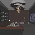 Modern KTV Lounge Interior With Comfortable Sofas Neon Decorations And Large Screen 3d model
