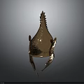 Medieval Warrior Helmet Adorned With Mythical Dragon Carvings And Golden Accents