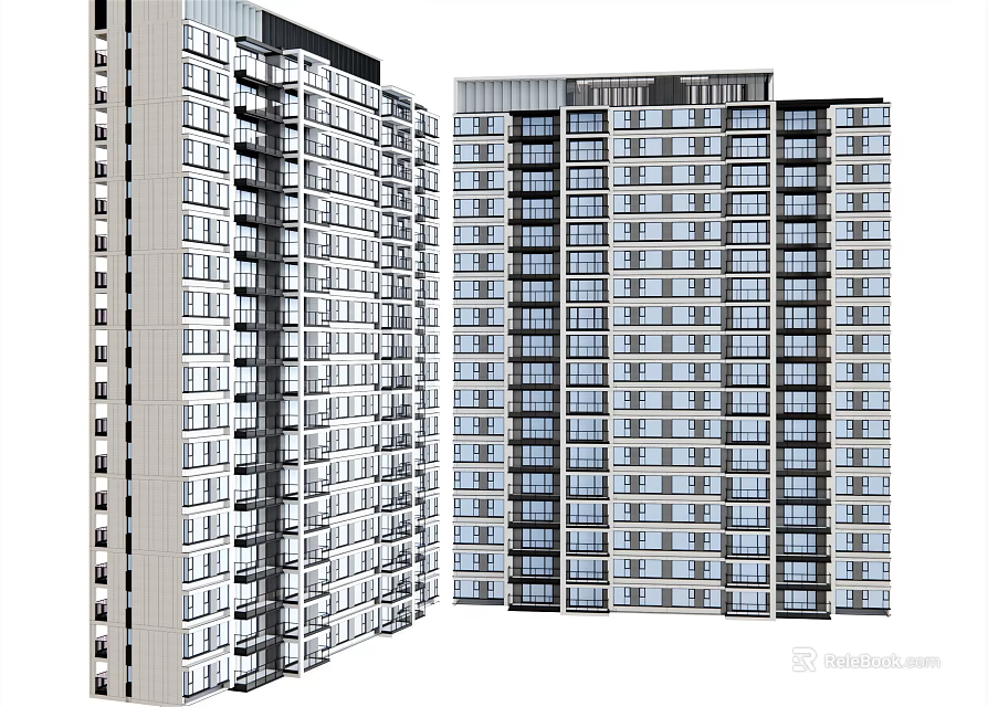 Modern High Rise Office Building With Glass Windows And Contemporary Design 3d model 