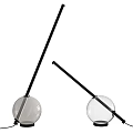 Modern Table Lamps with Wooden and Glass Balls on Black Slender Stands for Home Decor