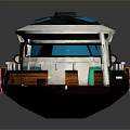 Modern Turquoise And White Model Boat With Red Lifebuoys And Streamlined Design