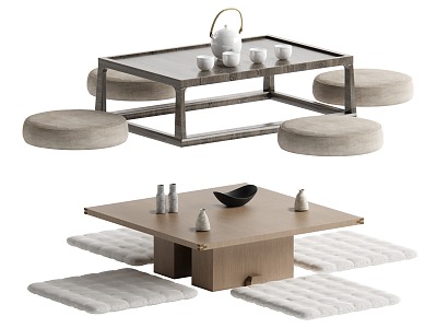 Japanese Tea Table Futon Combo 3d model