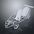 White Metal Racing Go Kart Frame With Two Seats Rear Wing And Wheels Structure