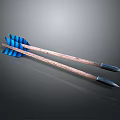 Traditional Arrow Weapons With Blue Fletching Copper Shafts And Black Arrowheads