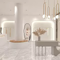 Modern Clothing Store Interior With Arched Doors Marble Floor And Hanging Clothes