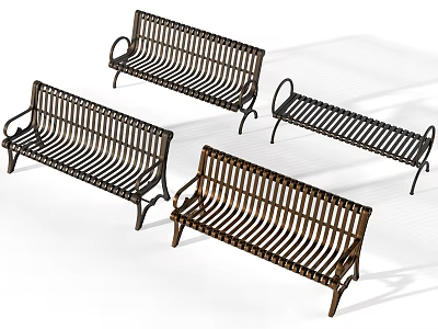 Slatted Metal Outdoor Chairs With Durable Frame For Garden Patio Use 3d model