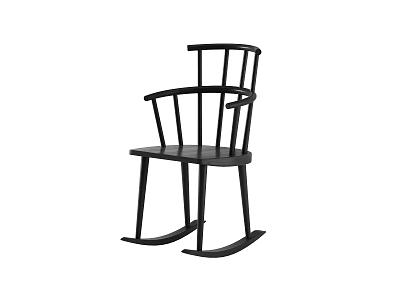 Modern Black Wooden Rocking Chair With Armrest For Comfortable Home Relaxation 3d model