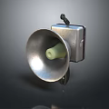 Vintage Computer External Speaker with Silver Metal Body and Round Horn Design 3d model