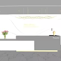 CHILI CHAN VISION DESIGN Modern Reception Desk Featuring White Black Minimalist Design And Flower Decoration