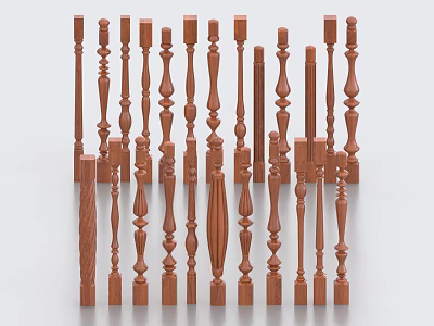 Balustrade Handrail Wooden Handrail Wooden Railing Handrail Post 3d model