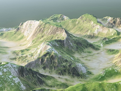 Modern mountain terrain landscape model