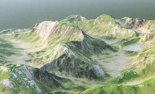 Modern mountain terrain landscape 3d model