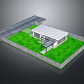 Detached House Featuring Green Lawn Fenced Yard Driveway Flat Roof and Glass Entrance
