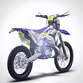 Blue And White Sporty Dirt Bike With Modern Off Road Design Features