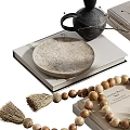 Minimalist Decorative Ornaments Set With Natural Twigs Vase Wooden Candle Holders And Ceramic Plate