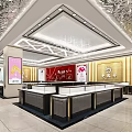 Elegant Jewelry Store Interior With Glass Display Counters And Decorative Ceiling