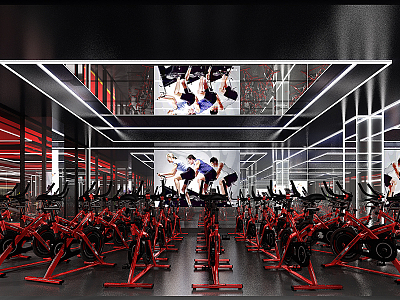 Modern Gym Cycling Hall 3d model