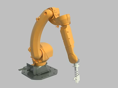 Smart Machine Advanced Yellow Robotic Arm with Base for Industrial Automation 3d model