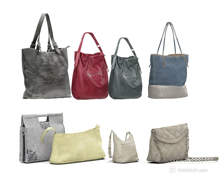 Fashionable Handbags Collection Featuring Various Colors And Unique Designs 3d model 