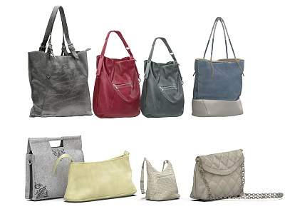 Fashionable Handbags Collection Featuring Various Colors And Unique Designs 3d model