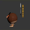 Cartoon Brown Owl Character With Red Eyes Gear And Knife On Head