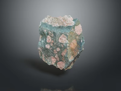 Natural Irregular Shaped Stone With Green And Pink Textured Surface For Construction Projects 3d model