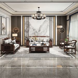 New Chinese Living Room 3d model