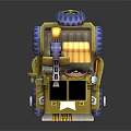 Toy Tank With Yellow Blue Body Big Wheels And Detailed Cannon Design