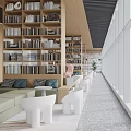 Modern Library Bookstore Library Reading Area 3d model