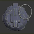 Tactical Silver Grenade Weapon With Red Ring Fuse And Emblem Design