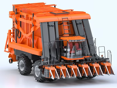 Orange Heavy Duty Agricultural Functional Vehicle With Front Cutting Blades Large Wheels And Cab 3d model