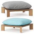 Wooden Stools With Gray And Light Blue Fabric Cushions In Simple Design