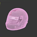 Detailed Sculpture Carving of White Red Race Helmet with Brand Logos and Autograph