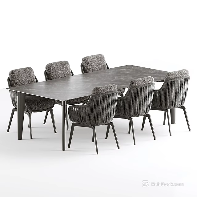 Modern Outdoor Table with Wicker Chairs for Garden Patio Modern Design Use 3d model 