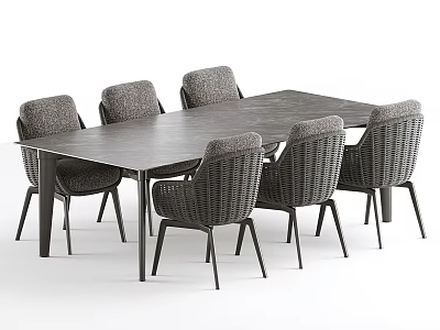 Modern Outdoor Table with Wicker Chairs for Garden Patio Modern Design Use 3d model