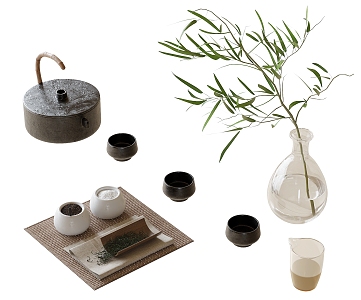 Tea set ornaments 3d model