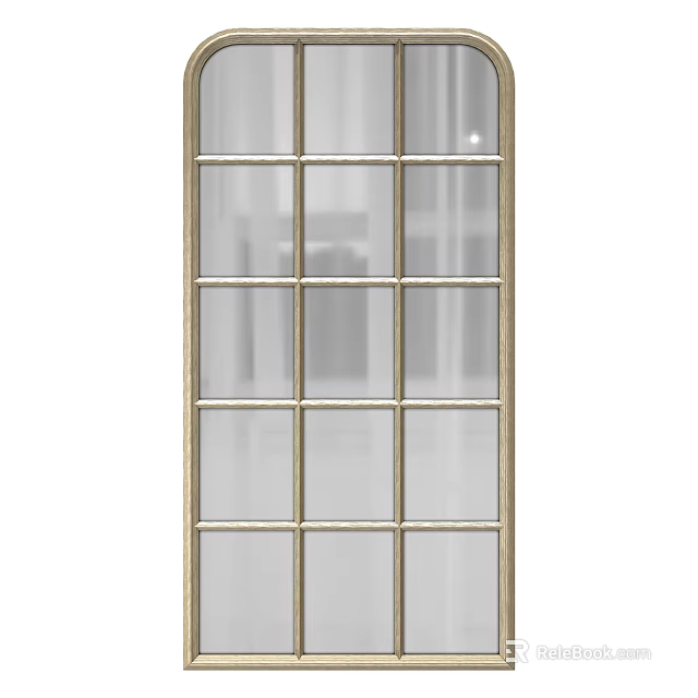 Casement Window With Aluminum Frame And Grid Glass Panels For Modern Home 3d model 
