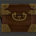 Vintage Wooden Chest With Gold Metal Straps Brass Hardware Decorative Lock And Handles