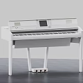Various Styles Pianos In White Black Colors With Stools And Music Sheets