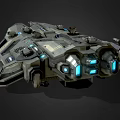 Futuristic Spaceship 3D Render With Mechanical Details Blue Lights And Armored Hull
