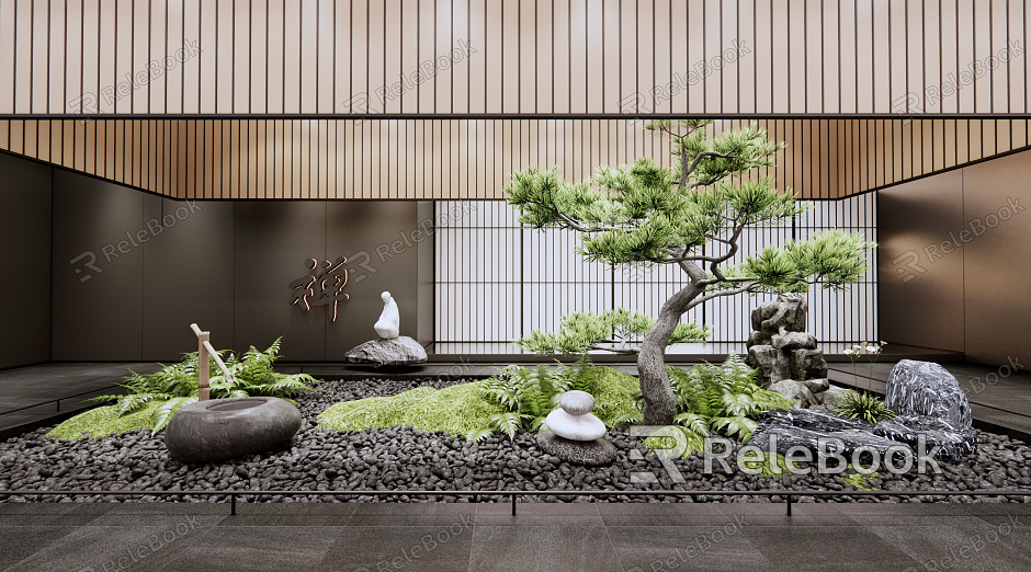 New Chinese Landscape Setches Atrium Landscape Landscaping model