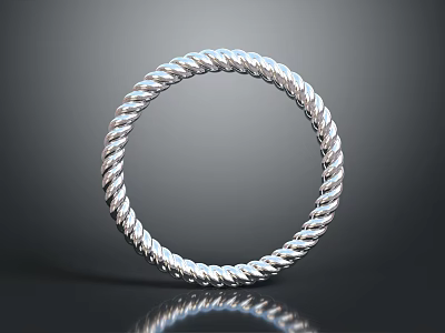Fashionable Silver Bracelet With Twisted Rope Design And Shiny Metallic Surface 3d model