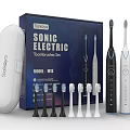 Sonic Electric Toothbrushes Set With Multiple Brush Heads Different Colors And White Travel Case