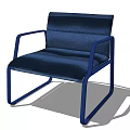 Modern Blue Fabric Armchair With Sleek Metal Frame And Comfortable Design