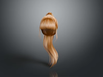 Elegant Golden Long Hair With Top Bun And Smooth Flowing Silky Ends 3d model