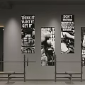 Gym Interior With Motivational Fitness Posters Barbell Bench And Workout Gear