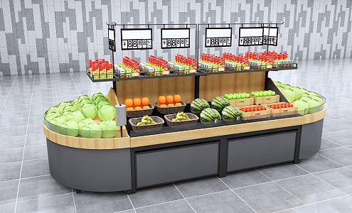 Modern shelf supermarket shelf fruit and vegetable rack 3d model