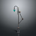 Industrial Style Lighting Combination With Metal Curved Arm Green Lampshade And Gear Decoration