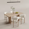 Cream wind dining table and chair combination chandelier 3d model