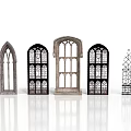 Architectural Gothic Window Designs With Pointed Arches Stained Glass And Decorative Patterns 3d model